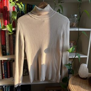 Orvis Cream Ribbed Turtleneck Sweater